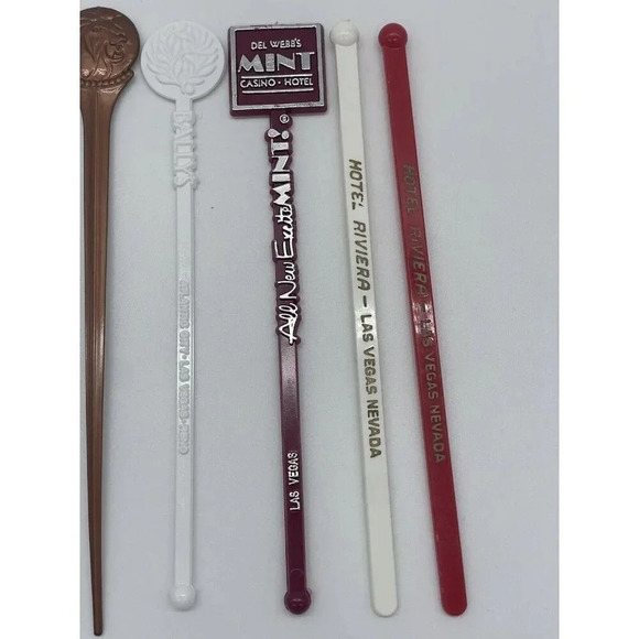 VINTAGE Las Vegas‎ Casino SWIZZLE STICKS Cocktail Stirrers - Picture 4 of 4